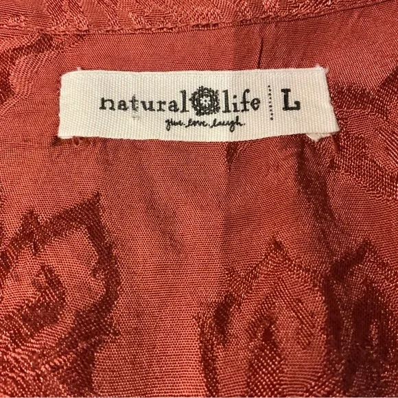 Natural Life Flowy Babydoll Mini Dress Rust Orange Boho Whimsical Fairy Size L - Picture 8 of 9